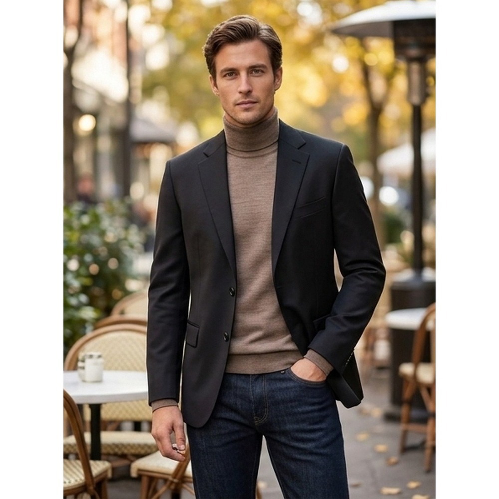Joseph Abboud American Bespoke Men Blazer Charcoal Wool Stretch Tailored Fit 46R